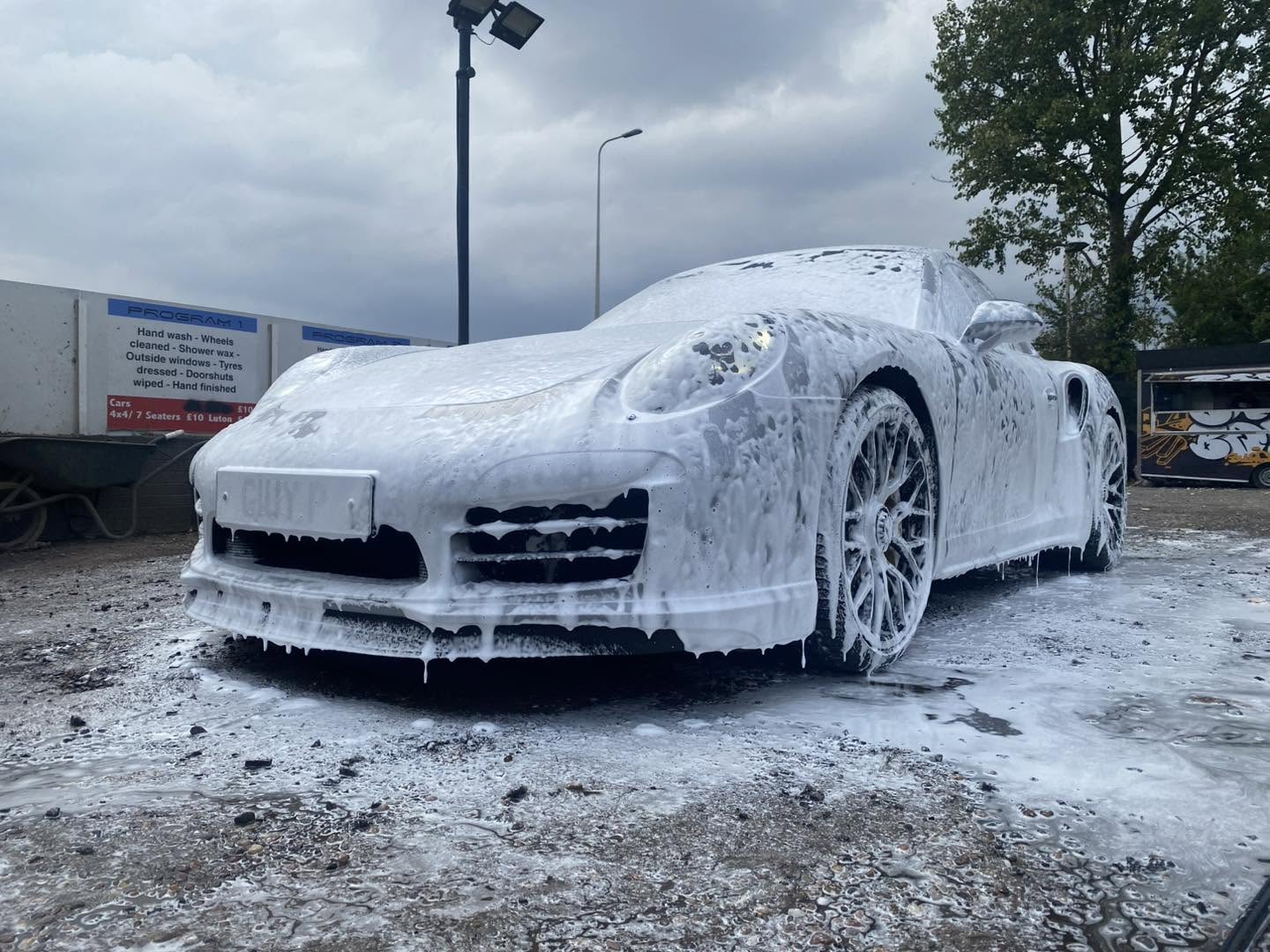 Porsche covered in snow foam at Bubbleboyz